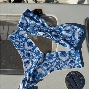 Handmade Blue and White Bikini Set